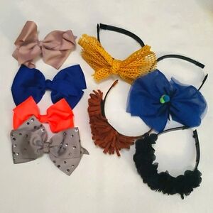 8 hair accessories (4 headbands + 4 large bows hair clips)